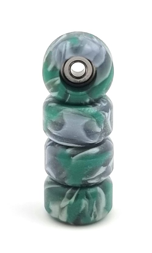 SPITBOARDS® Fingerboard Swirl Wheels Polyurethane CNC Lathed Bearing Wheels - Green Swirl