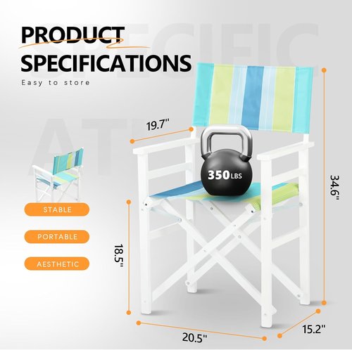 Bonnlo Folding Camping Chair Set of 2 - Sturdy Wooden Frame & Beige Canvas for Outdoor Use