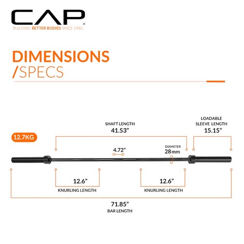 CAP Barbell 6-Foot Solid Olympic Bar, Black (2-Inch)