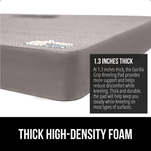 GORILLA GRIP Extra Thick Foam Kneeling Pad - Supportive Cushion for Gardening & Bath Time | 17.5x11, Gray