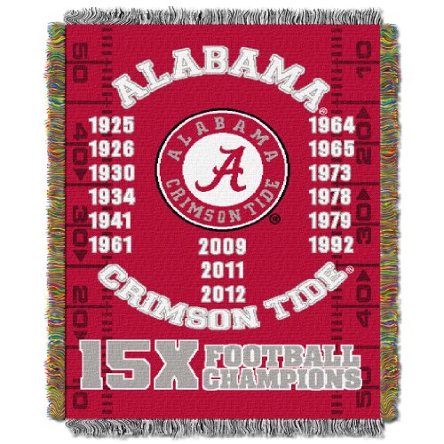 Alabama Crimson Tide NCAA Woven Tapestry Throw Blanket 48x60 Commemorative