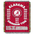 Alabama Crimson Tide NCAA Woven Tapestry Throw Blanket 48x60 Commemorative