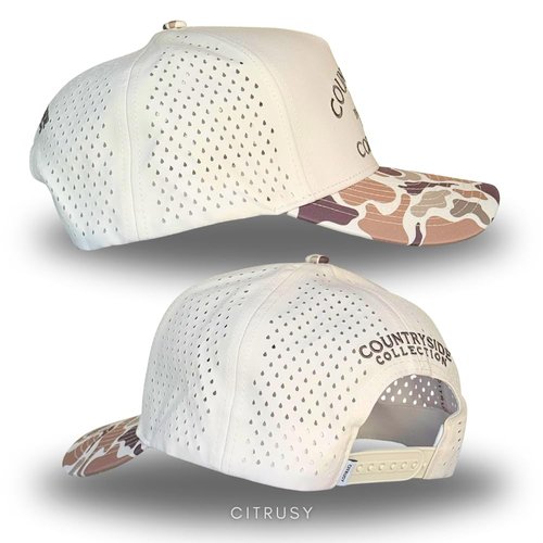 Athletic Trucker Golf Hat | Performance Mens 5 Panel Hat | Cool Breathable Waterproof Sweat Proof Workout Running Cap | Golf A Frame Rope | Snapback Adjustable Hat (Countryside Collection | Duck Camo)