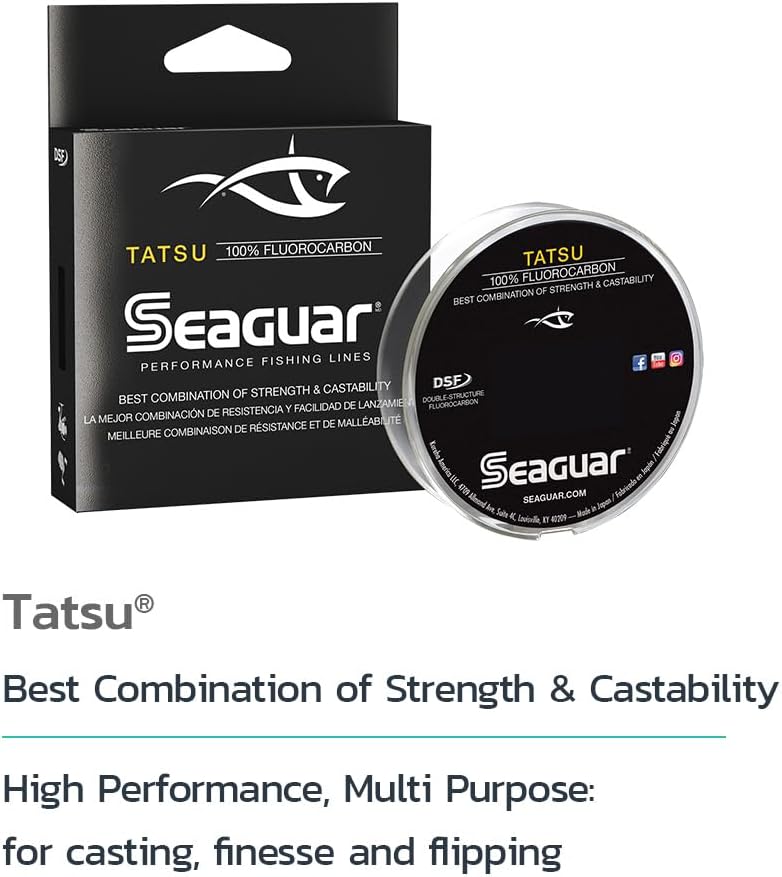 Seaguar Tatsu Fishing Line - 100% Fluorocarbon for Casting & Live Bait | Clear, Multiple Sizes Available