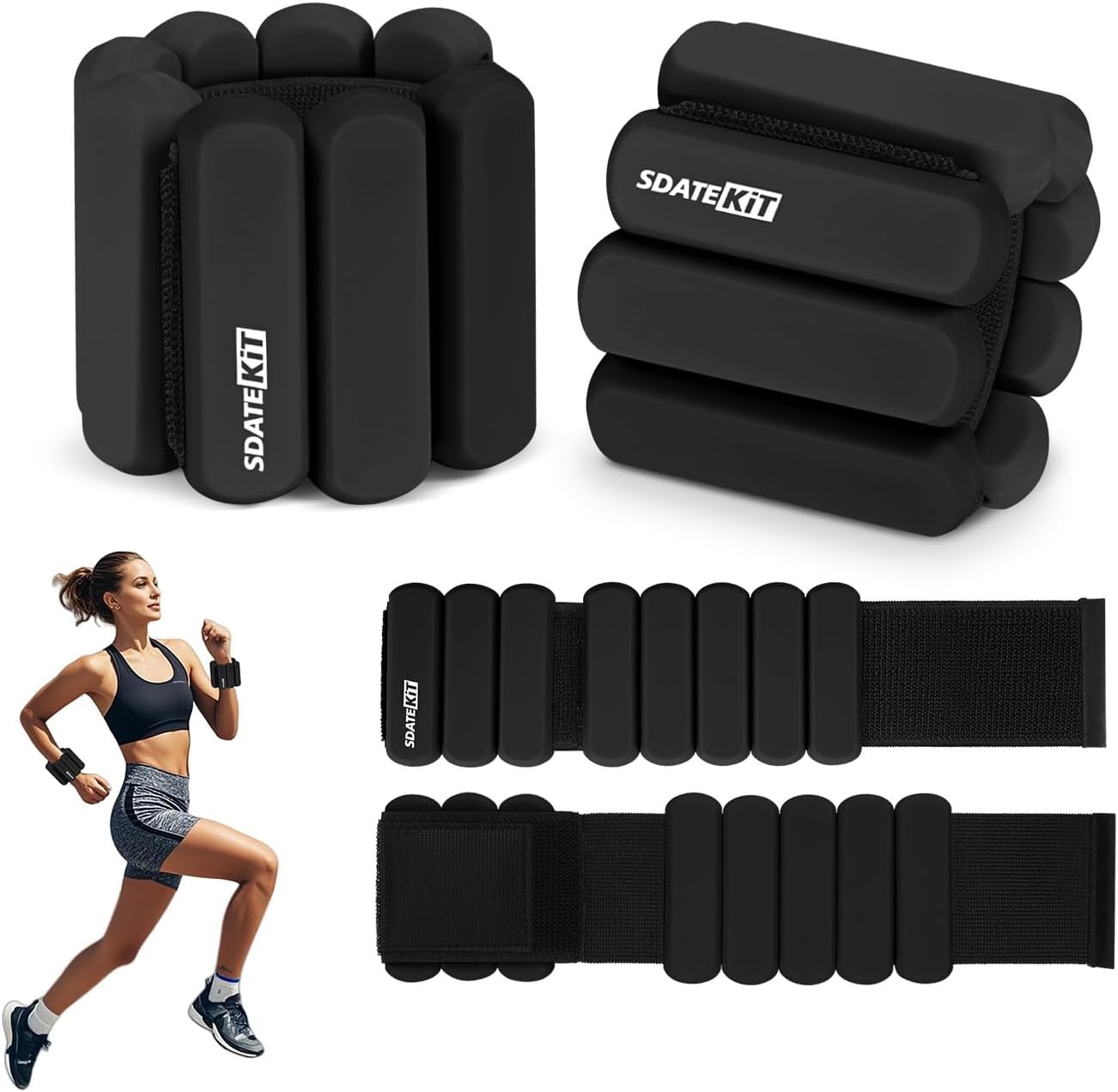 Skiennix Adjustable Wrist and Ankle Weights - 2 Pack (1lb Each) for Pilates, Gym, Yoga & Strength Training