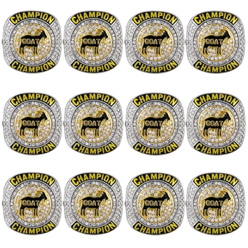 Goat Championship Rings Set - Size 10, 12 Pcs Sports Trophy Award