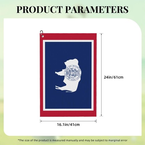 ZKPeFeH Wyoming State Flag Golf Towel with Carabiner Clip Golf Gift for Men Waffle Pattern Cooling Towels