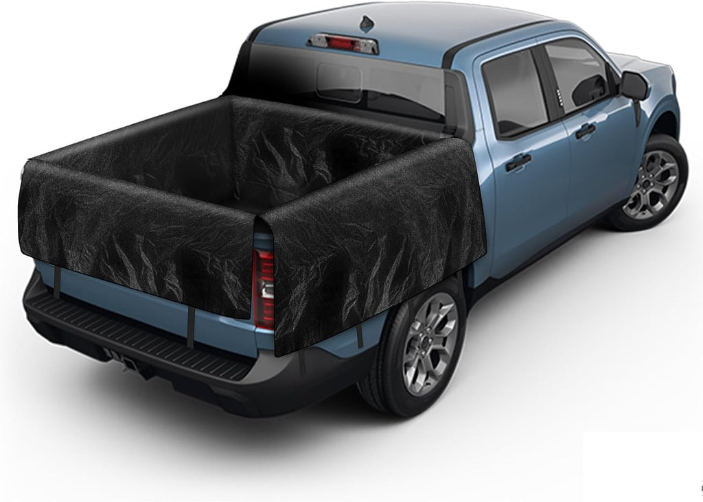 Truck Bed Tarp - Waterproof Cargo Cover for Compact Trucks | Fits Ford Maverick & Hyundai Santa Cruz, 4.5'-5.5' Long, Gray & Black