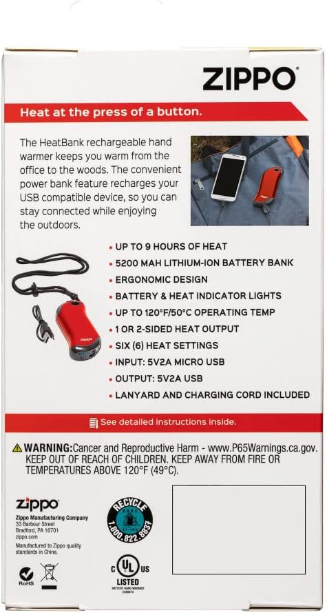 Zippo Heatbank 9s Rechargeable Hand Warmer - Portable, Long-Lasting Heat | Ideal for Outdoor Use