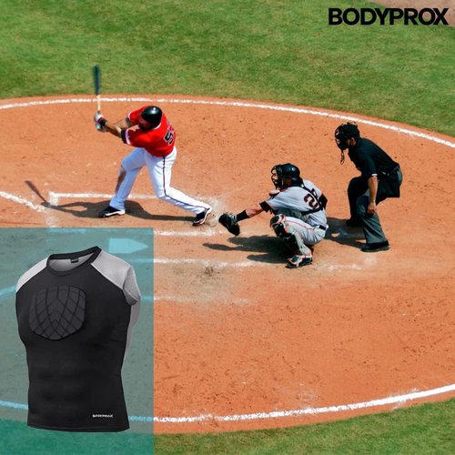 BODYPROX Baseball Chest Protector Shirt - Lightweight, Breathable Design for Ultimate Comfort