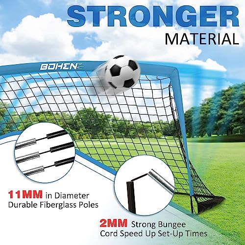 Portable Soccer Goals for Backyard and Beach, 6x4 & 9x5 FT with Target Gate - Blue, 2 Pack