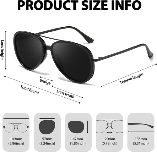 IGnaef Polarized Aviator Sunglasses for Women - Tangle-Free, UV Protection, Trendy Oversized Shades