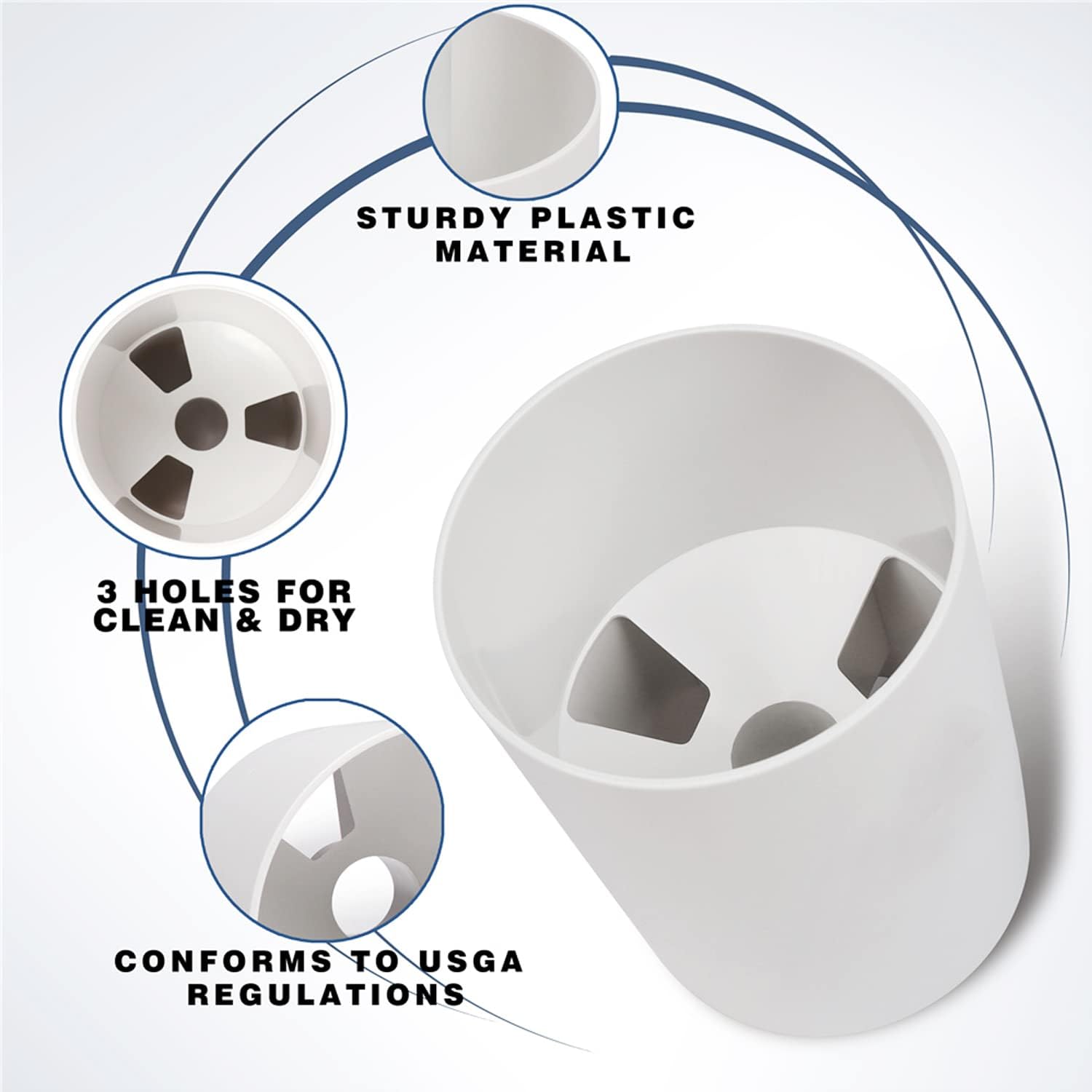 ZLY Golf Hole Cup Set - 2PCS Ivory White ABS Golf Cups | 4" Depth, 4.25" Diameter, Fits PGAL/PGA/USGA Regulations