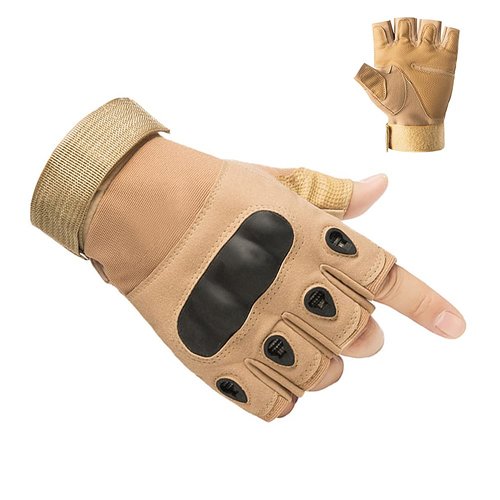 HYCOPROT Fingerless Gloves, Knuckle Protective Breathable Lightweight Outdoor Gloves for Hunting, Shooting, Climbing, Motorcycling