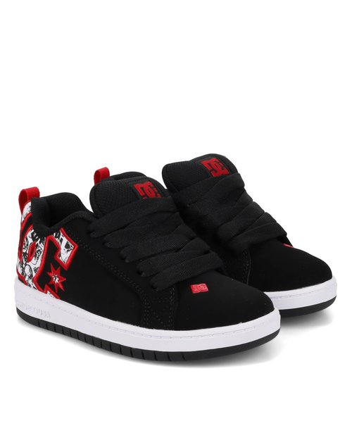 DC Youth Court Graffik Skate Shoe (Little Kid/Big Kid) Black/White/Red