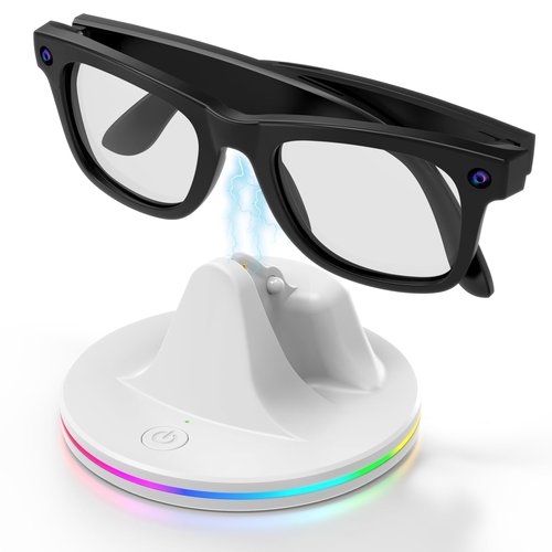 Charging Dock for Ray-Ban Meta Smart Glasses with RGB Light, Portable 3-in-1 Station & USB-C Cable for Wayfarer, Headliner, Skyler