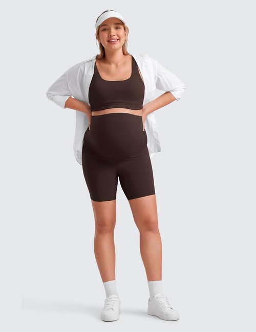 CRZ YOGA Maternity Biker Shorts - Buttery Soft Over The Belly Activewear for Women | 6-Inch Length