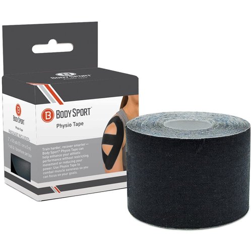 Body Sport Physio Tape, Kinesiology Tape to Support Muscles and Joints - 2 in x 5.5 yds - Black