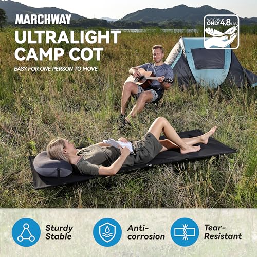 Black Ultralight Folding Camping Cot Bed – Portable, Supports 275 lbs