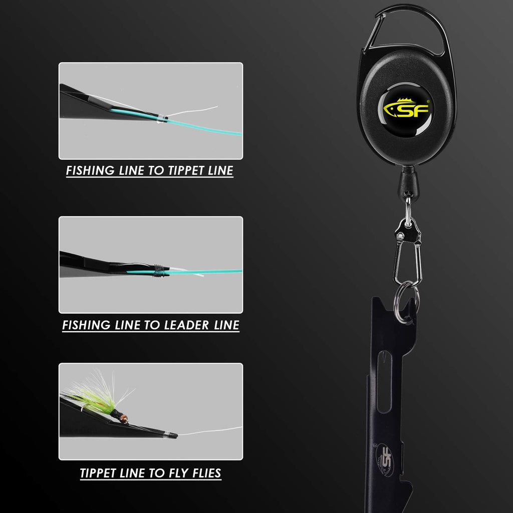 SF 3-in-1 Fly Fishing Nipper - Versatile Line Cutter & Knot Tying Tool | Compact Black Design