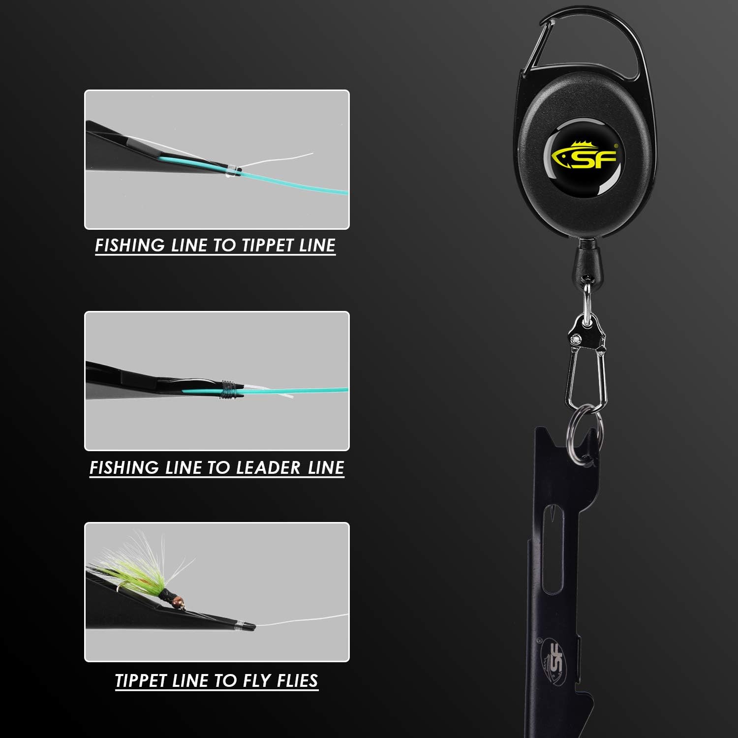 SF 3-in-1 Fly Fishing Nipper - Versatile Line Cutter & Knot Tying Tool | Compact Black Design