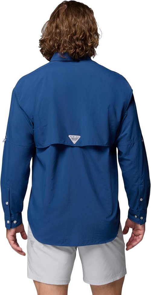 Columbia Men's PFG Bahama II Fishing Shirt - Lightweight, Quick-Dry, Long Sleeve, Blue