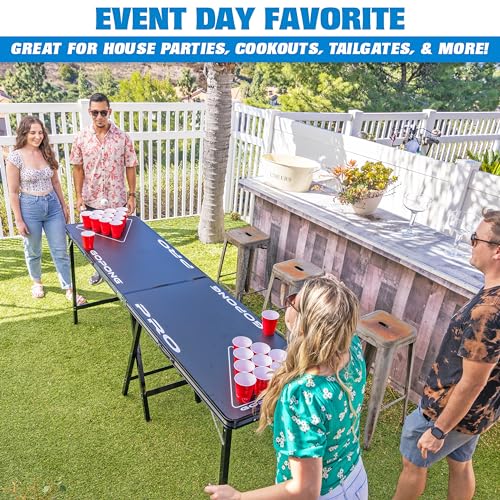 8 Foot Heavy-Duty Beer Pong Table - Portable Aluminum Frame, Black