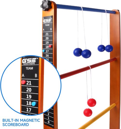 GSE Games & Sports Expert Ladder Ball Toss Game Set - Premium Solid Wood with Carrying Case for Outdoor Fun