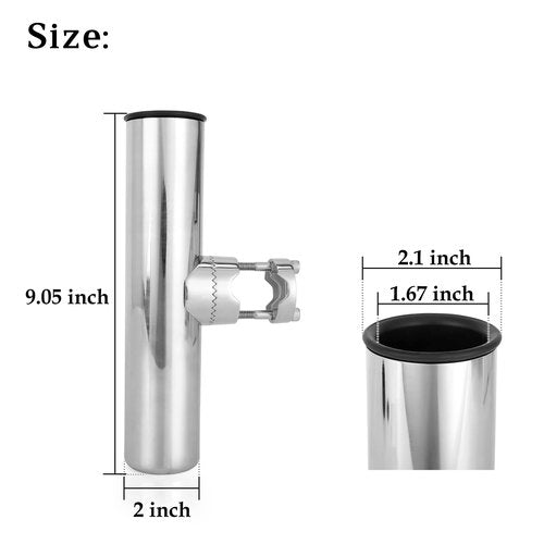 10L0L Fishing Rod Holder for Golf Cart, Stainless Steel Rod Holder Side Mount 7/8 Inch to 1 Inch for Yamaha, EZGO, Club Car DS / Precedent (2 Pack)