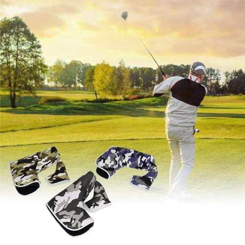HISTAR Golf Head Cover Putter Cover Protector Camouflage Pattern Soft PU (Camouflage Gray)