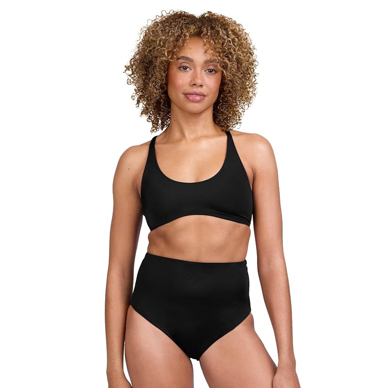 JOLYN Janna High-Waisted Bikini Bottom with Full Coverage - Black (3X) SurfTec