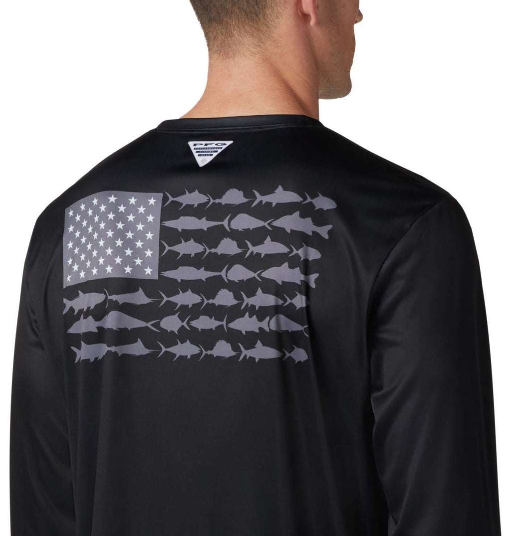 Columbia Men's Standard Terminal Tackle PFG Fish Flag LS, Black/Graphite, X-Large