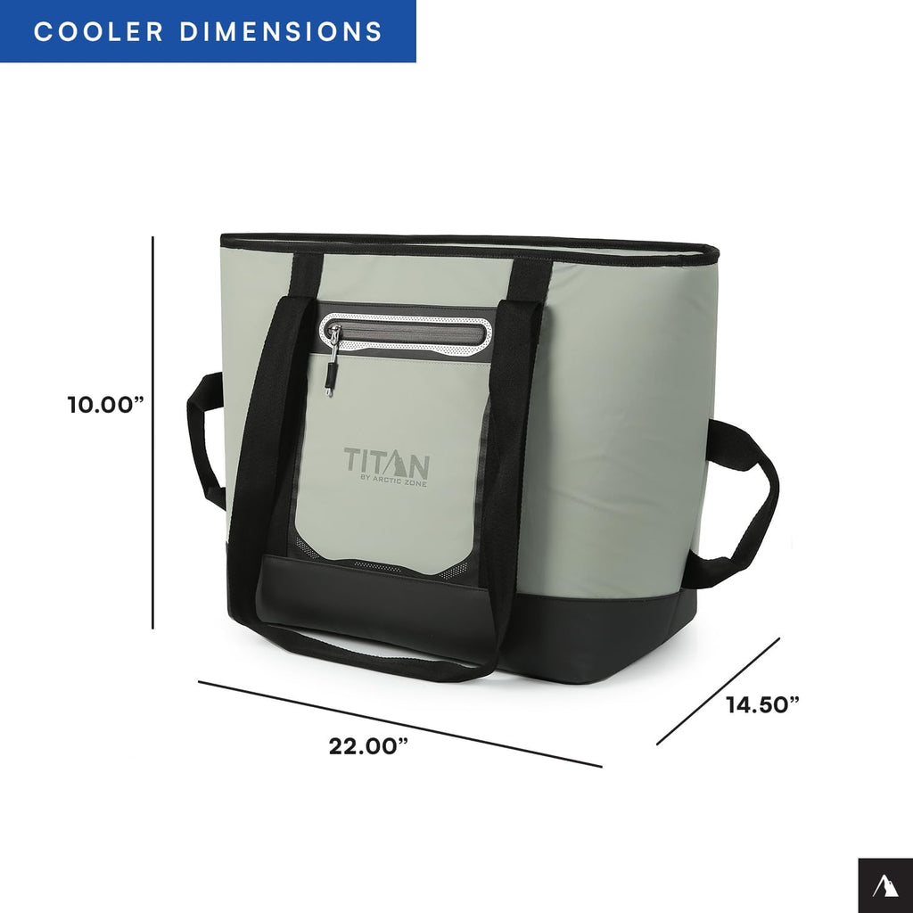 Titan by Arctic Zone Insulated Cooler Tote - Soft-Sided Lunch Bag with Handle & Shoulder Strap, 30 Can Capacity