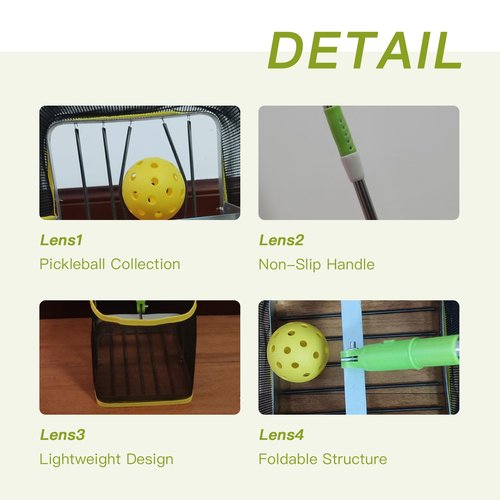 Pickleball Collector,Retriever with Handle for Easy Pickup & Carrying,Lightweight Press-to-Collect Ball Collector Basket,Ultra-Smooth Pickup, Easy to Use & Disassemble,Training & Court Storage Tool