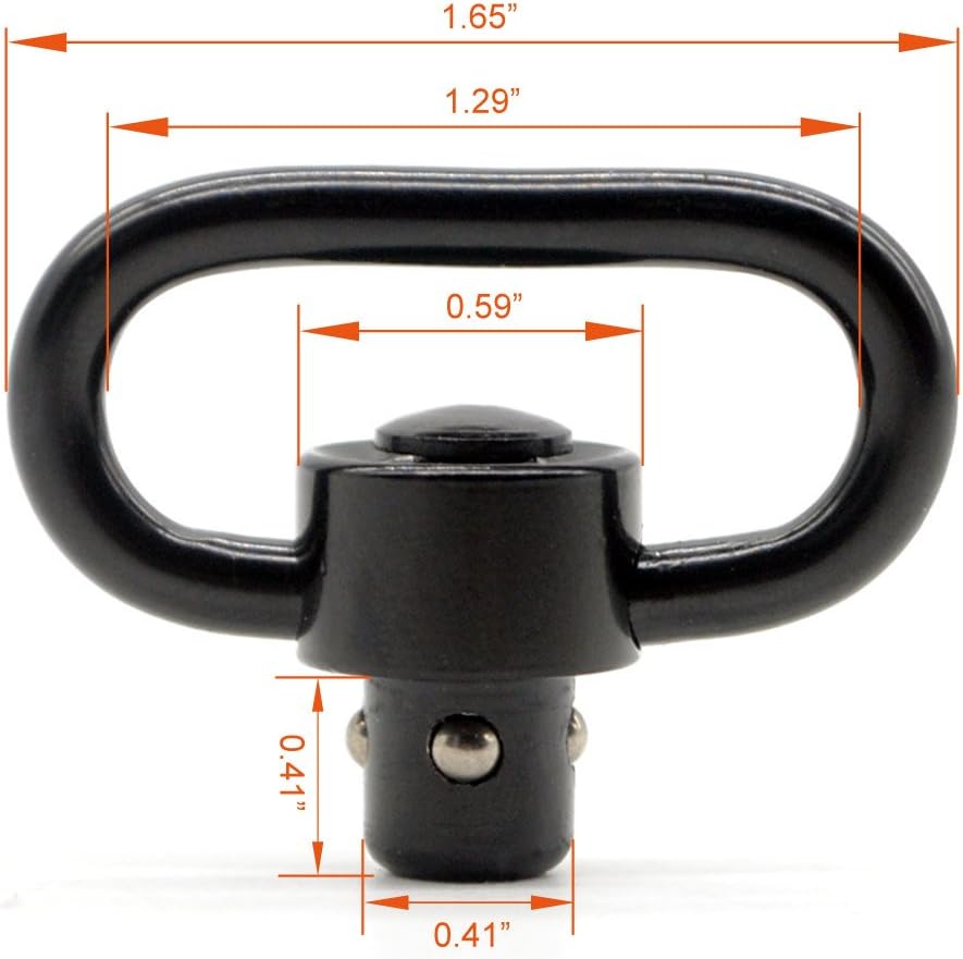 Smith's Sling Swivel - 1.25'' Heavy Duty Quick Detachable Push Button | Black Finish
