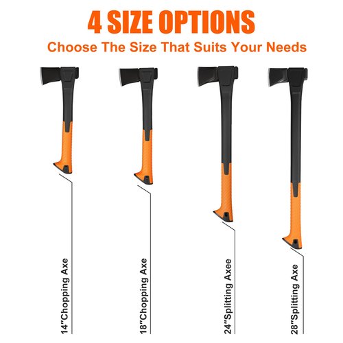 X10 Hatchet Axe, 18” Camping Axe for Wood Splitting & Kindling with Nylon Hollow Handle, Anti-Slip Shock Absorption Grip for Outdoor Survival, Firewood, Hiking & Yard Tools