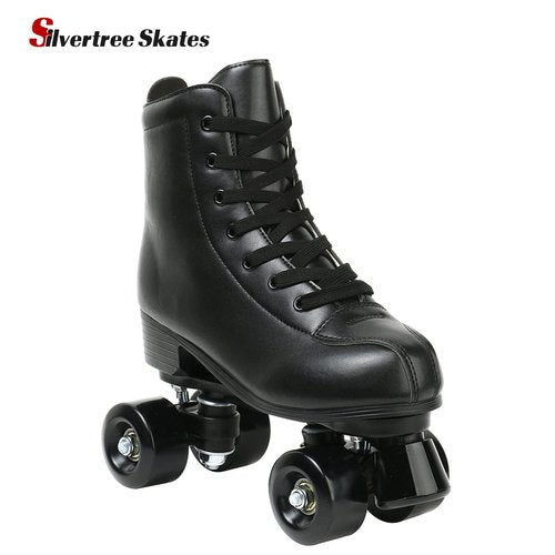 Silvertree Women's Roller Skates PU Leather High-top Roller Skates Four-Wheel Roller Skate Shiny Roller Skate for Women and Men Unisex