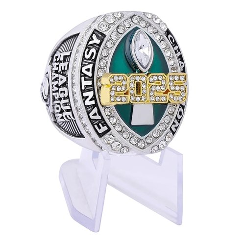 guancrown 2025 Fantasy Football Championship Ring Award Prize Trophy Sports Winner FFL Champion Ring (Ring with Stand, Size 11)