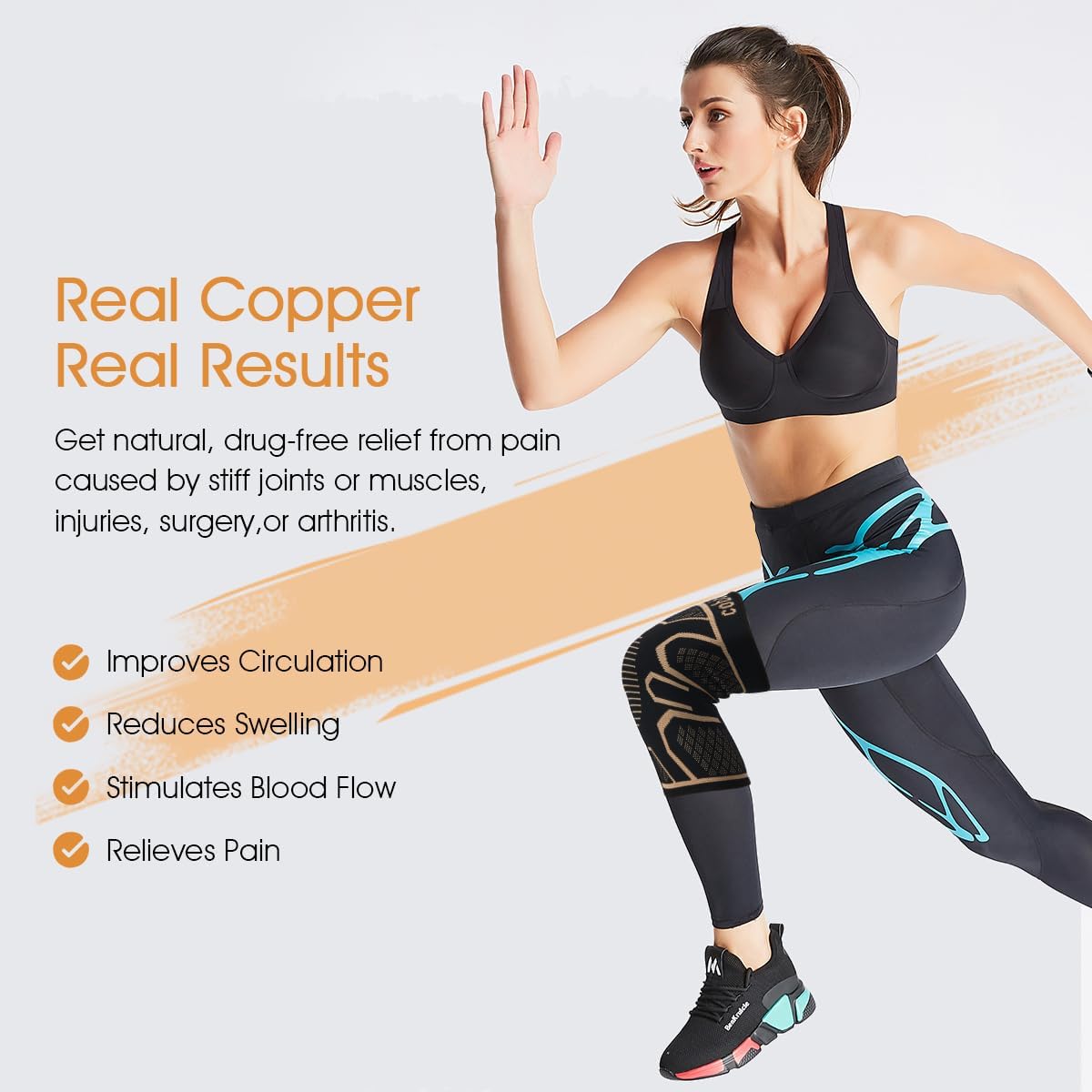 Skiennix Copper Knee Braces - Medical Grade Compression Sleeves for Pain Relief | 2-Pack, 2XL