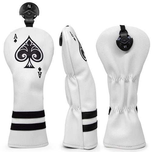 Montela Golf Club Covers Poker Ace 3 Wood Headcover Driver Cover Fairway Wood Headcover Hybrid Cover Leather Golf Headcover for Scotty Cameron Odyssey Taylormade Spider All Brand