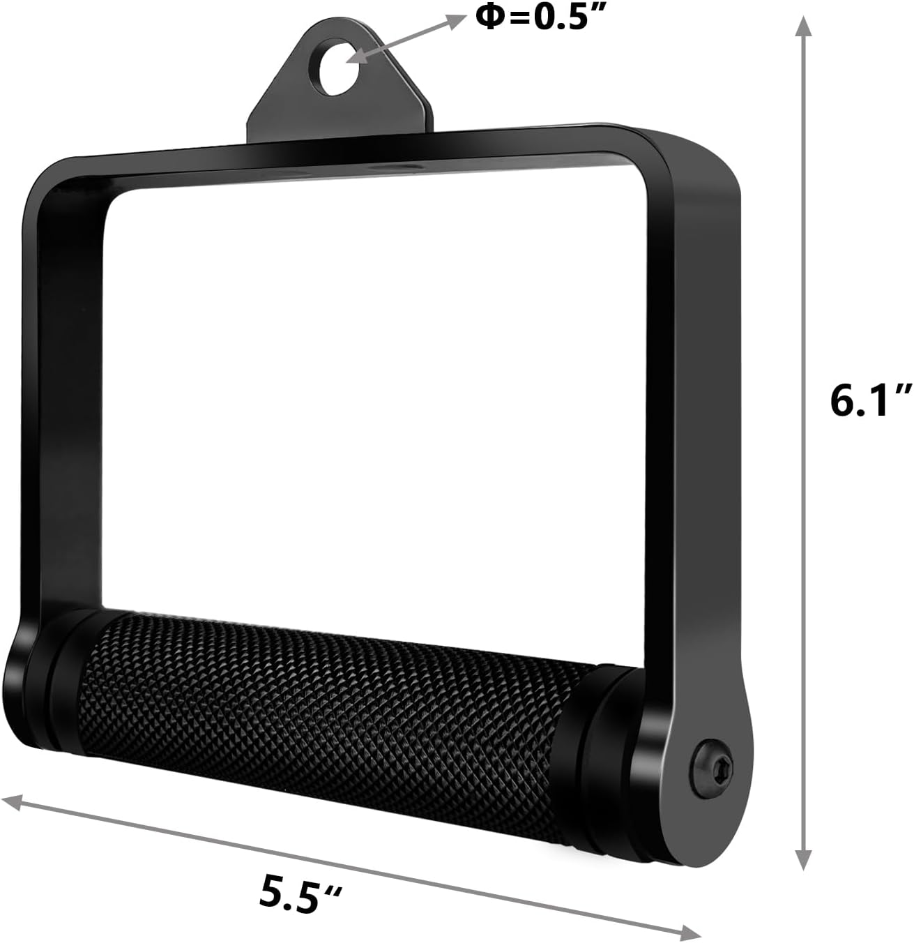 Skiennix D Handle Cable Attachment - Heavy Duty Steel with Non-Slip Rubber Grip | Black