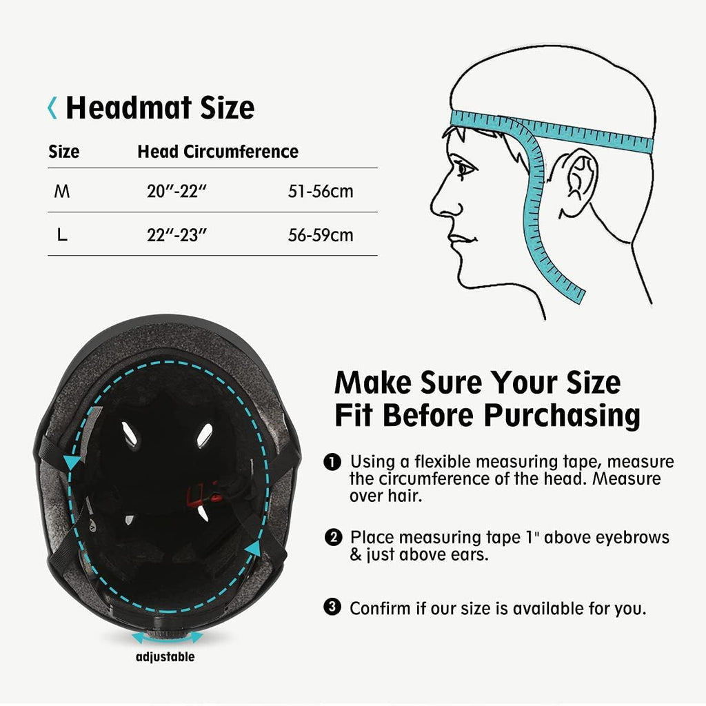 Skiennix Skateboard Helmet Set - Adjustable Protective Gear with Knee, Elbow Pads & Wrist Guards | Ideal for Teens & Adults