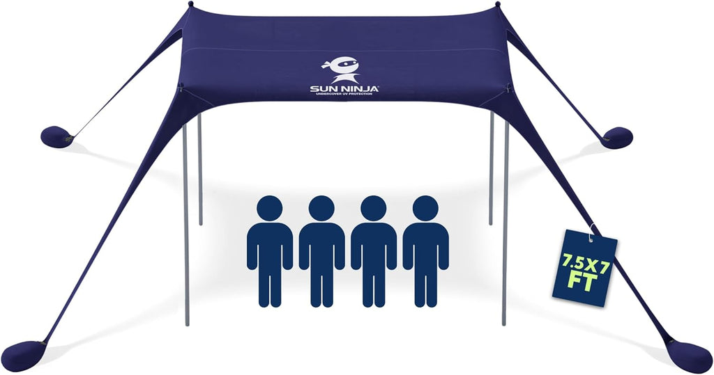 SUN NINJA Beach Tent Sun Shelter UPF50+ | Easy Pop-Up Canopy for Camping, Fishing & Picnics