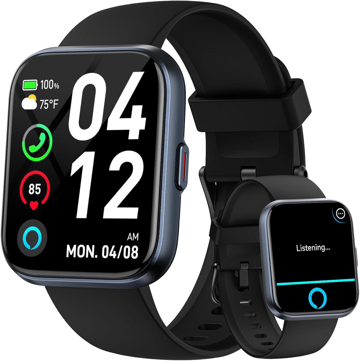Smart Watch for Men by [Brand Name] - 1.8” Alexa Built-In Fitness Tracker | IP68 Waterproof, Bluetooth Calls, Heart Rate Monitor - Black