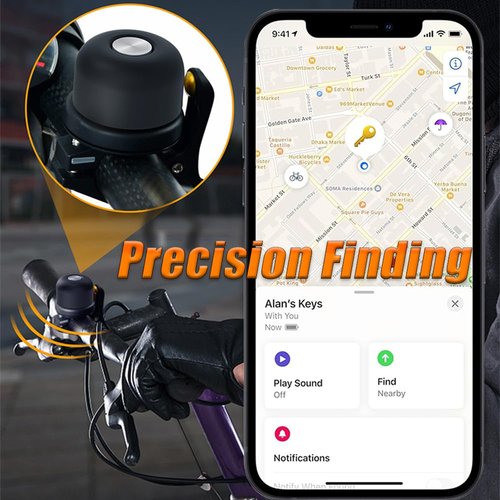 Bicycle Bell for AirTag 120dB, Bike Mount for AirTag GPS Tracker Waterproof Classic Brass Holder Hides Under Bike Bell Anti-Theft