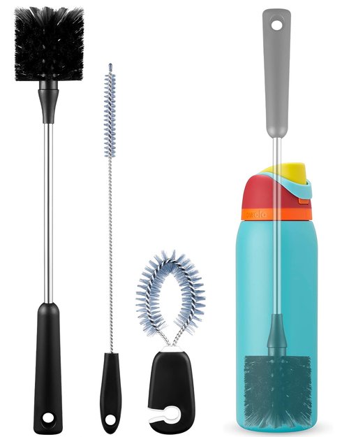 EasyAcc Water Bottle Cleaner Brush, 3 Pack 15 Inches Straw Brush Cleaner for Owala Stanley Hydroflask, Long Handle, with Straw Cleaner & Nipple Brush, for Coffee Mugs, Ice Tea Jars