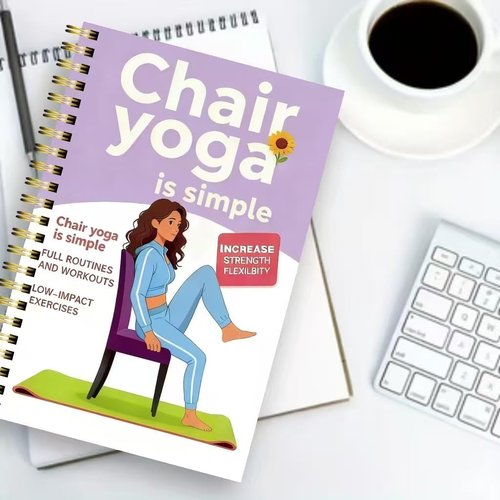 30-Day Chair Yoga Guide by [Brand Name] - 60 Workouts for Weight Loss & Flexibility | Spiral Bound, 5.5x8.3 Inch, Purple