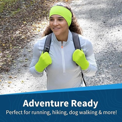 TrailHeads Women’s Fingerless Mittens - Lightweight Convertible Running Mitten - Hi Vis, Small/Medium