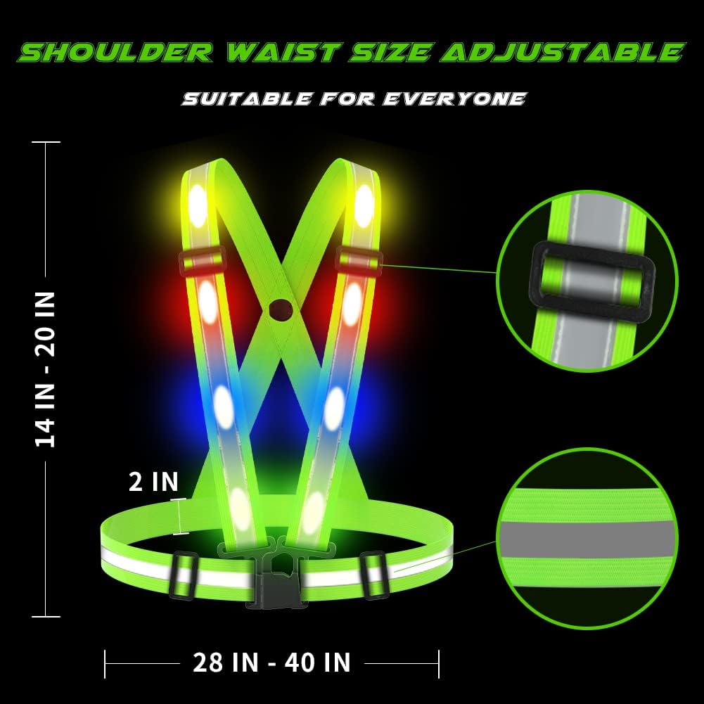 Skiennix LED Reflective Vest - USB Rechargeable Safety Running Gear for Men, Women & Kids