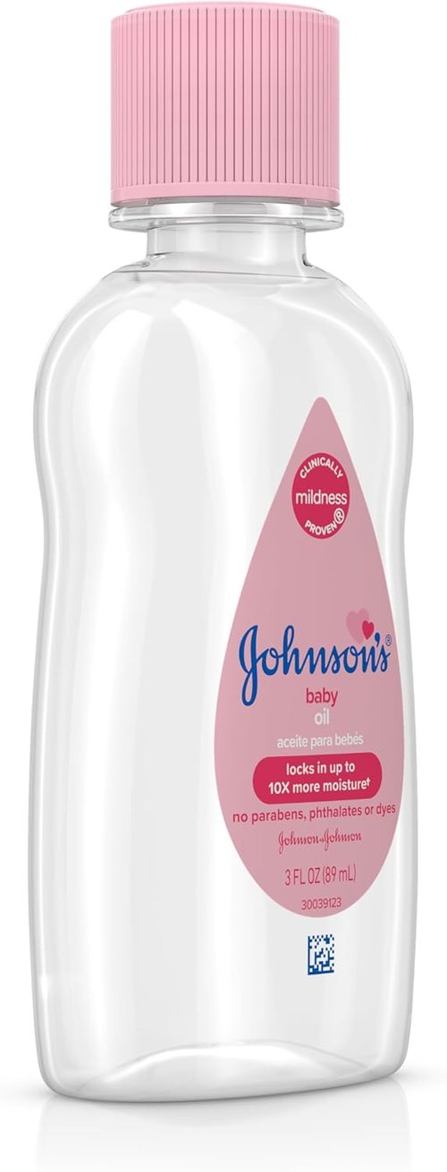 Johnson's Baby Oil - Pure Mineral Oil for Moisture Loss Prevention | Gentle Baby Massage Oil, 3 fl. oz